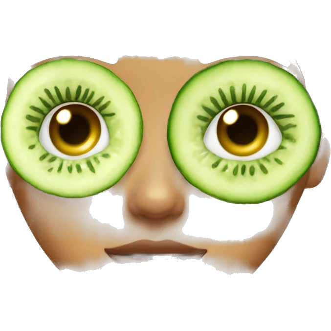Girl doing skincare with cucumbers in her eyes emoji