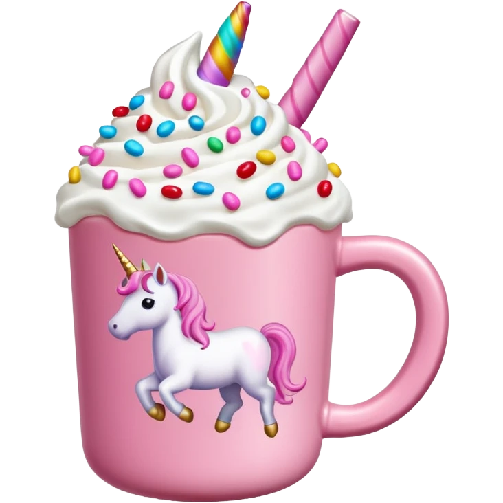 Make a pink unicorn hot cocoa emoji