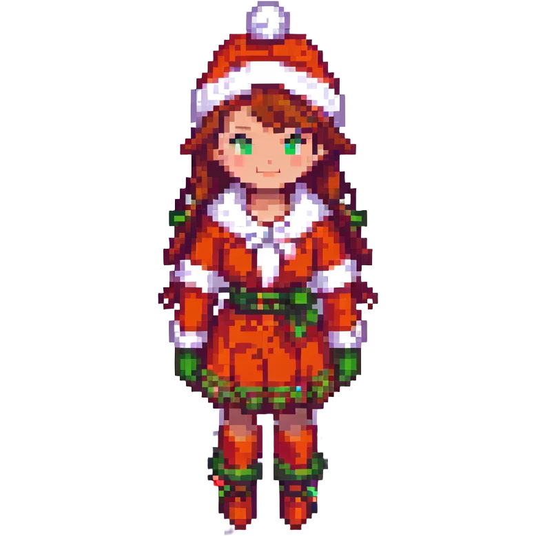 star guardian female character in a festive outfit, different design, pixel art style emoji