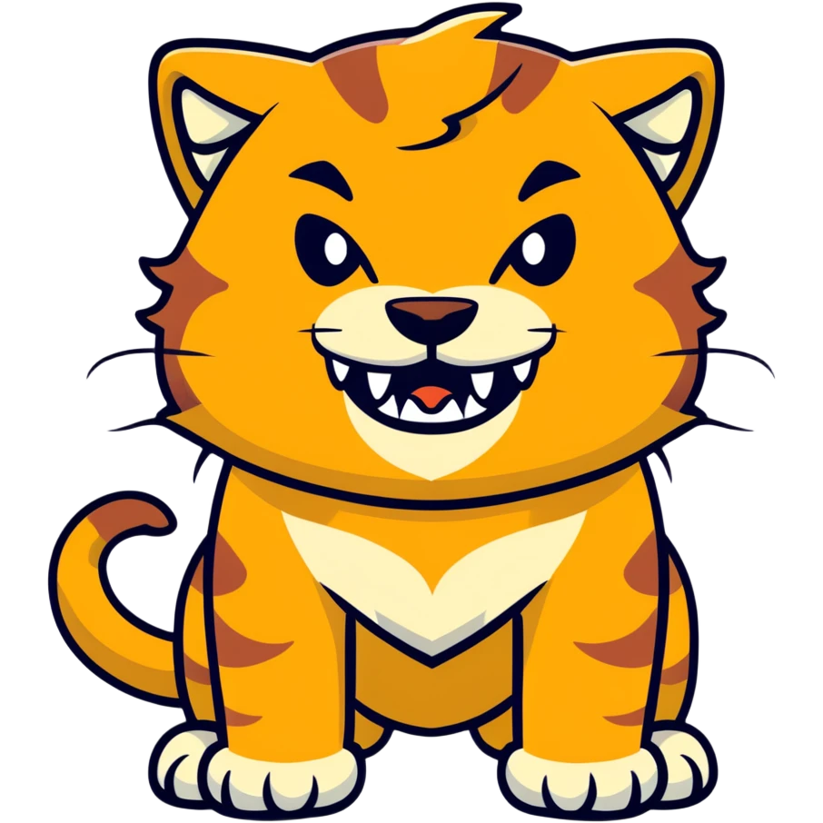 saber-toothed cat with enormous tusks four times longer than its head, extremely exaggerated canine teeth that extend far past its body emoji