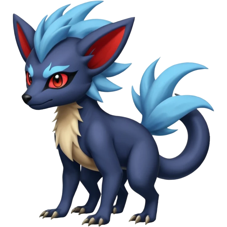 Exotic colorful cool handsome elemental exotic Zorua-Absol-Salandit-fusion (full body) emoji