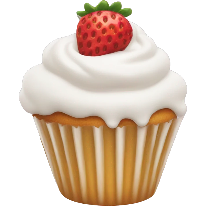Strawberry cupcake white icing  emoji