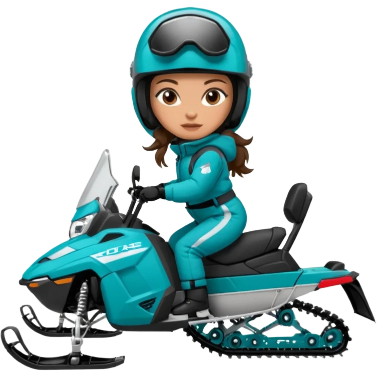 Can you create an emoji of a brunette girl on a teal polaris khaos 850 155 snomobile emoji