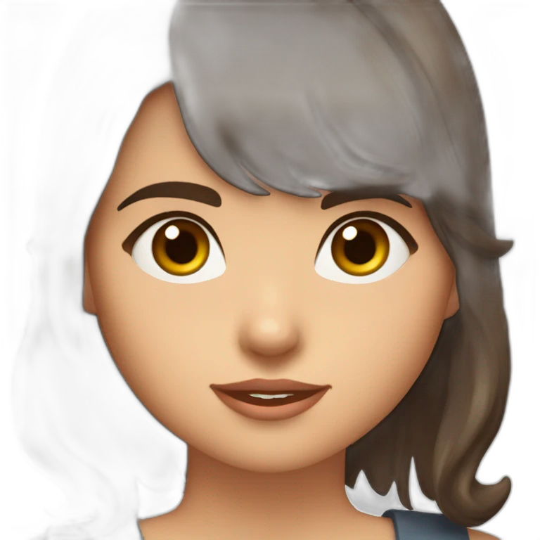 Young Ana de Armas, Girl with short dark brown wavy hairs, Brown Eyes, Emoji upper body  emoji