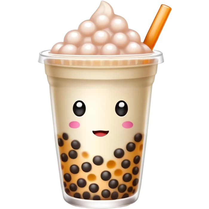 cute boba tea cup with tapioca pearls emoji