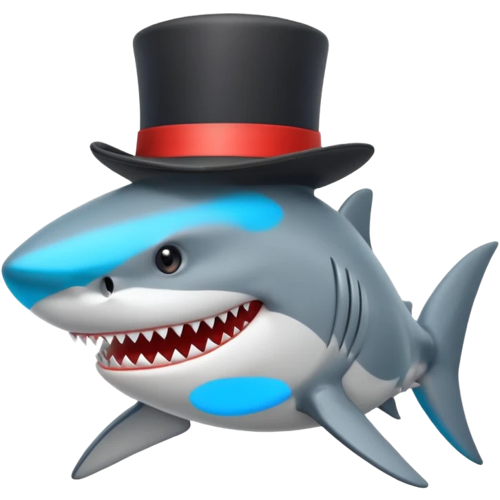 Shark with a top hat emoji
