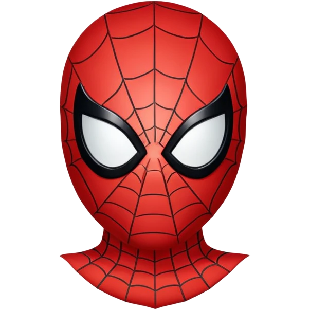 An emoji-style illustration of Spider-Man's head. The head should be round and stylized like an emoji, with the iconic red mask, black web pattern, and large white eyes. Simple, bold lines, cartoonish and expressive, with a clean and minimal emoji aesthetic. emoji