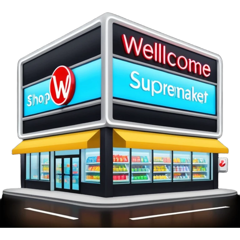 create a supermarket shop front, that looks like a wellcome store emoji