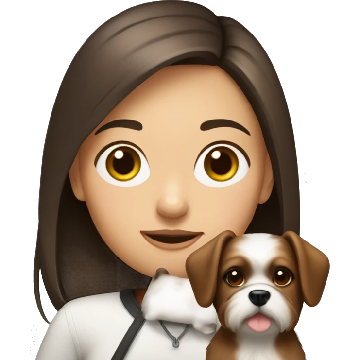 Brunette girl with shitzu dog emoji
