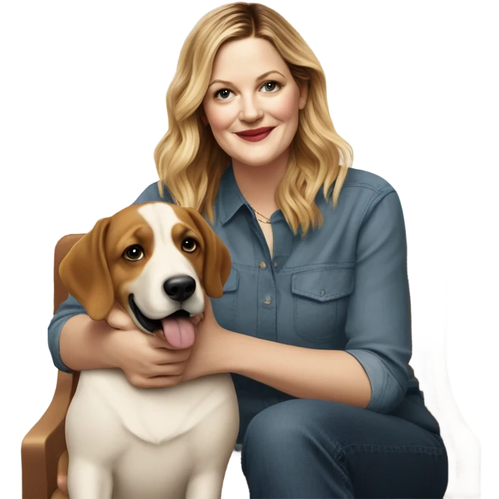 Drew Barrymore With Her Dog Douglas  emoji