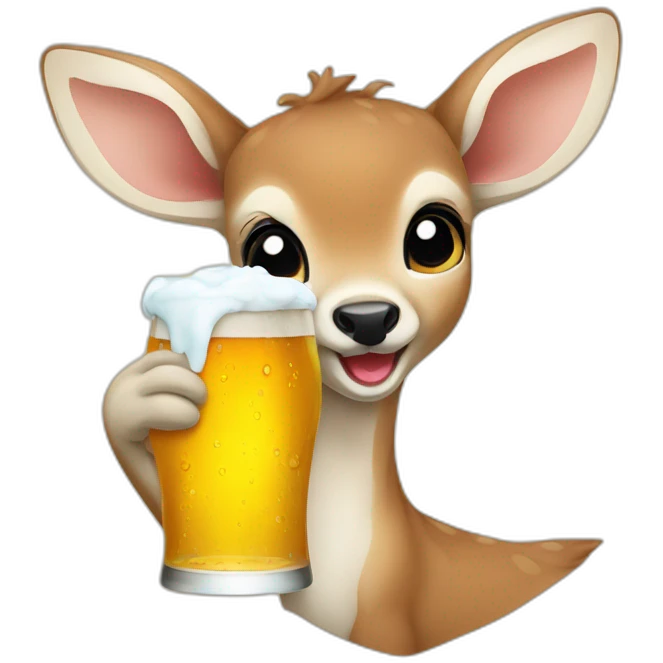 baby deer drinking beer emoji