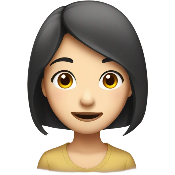 Emotional Asian 20s girl trying to smile emoji