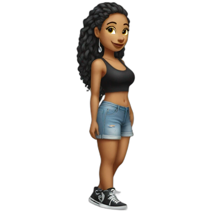 Curvy white hip hop girl full length emoji