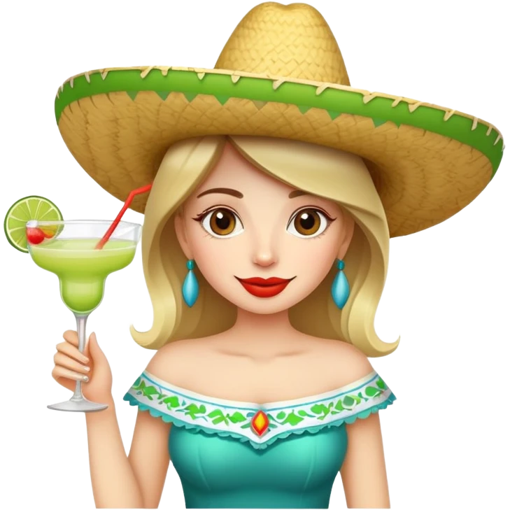 Funny girl with sombrerero and margarita  emoji