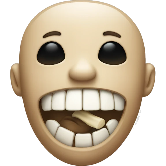 emoji with a white bone in his mouth emoji