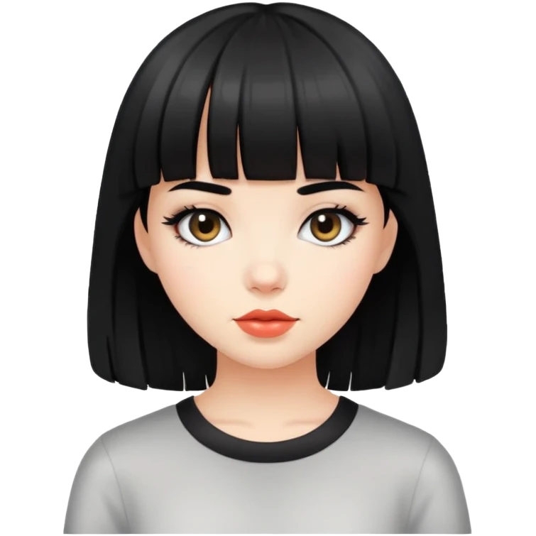 cute girl with black bangs hairstyle emoji