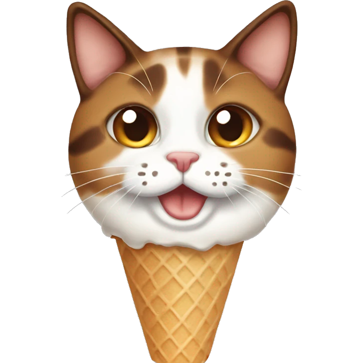 Icecream with brown calico cat emoji