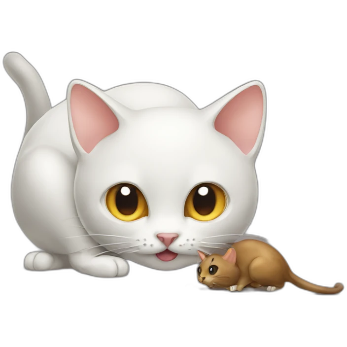 Cat eating a mouse who poop emoji