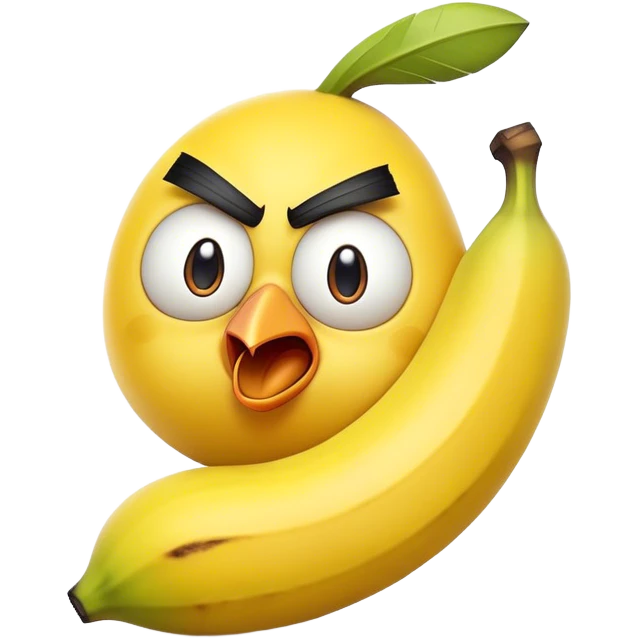 Yellow angry bird shaped like a banana emoji