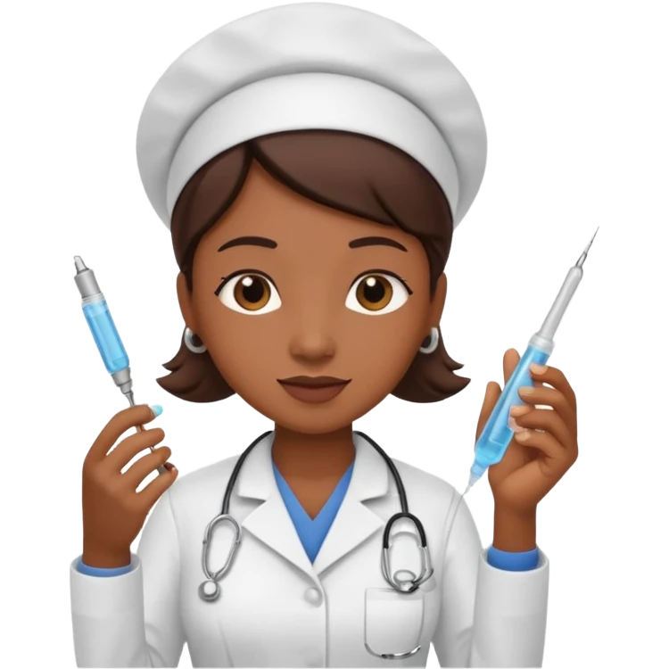 brown skin nurse holding vaccination needle emoji