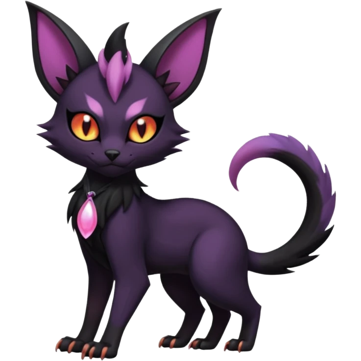 Dark gloomy gothic Black edgy cute Noivern-Noibat-Purloin-Torracat-Lykoi-Caracal-cat-Fakemon-fusion-hybrid-creature with an imp tail  emoji
