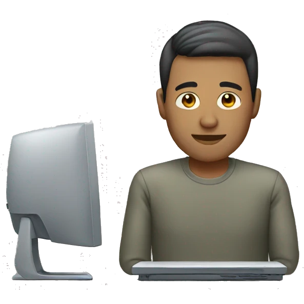 create a man with short hair, with computer. emoji