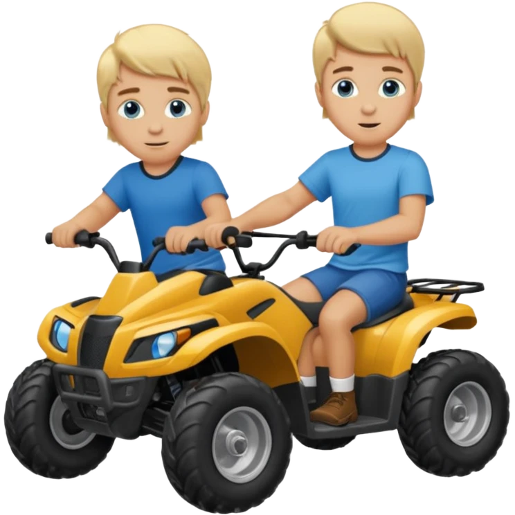 Can you make 2 blonde boys kids riding four wheelers emoji