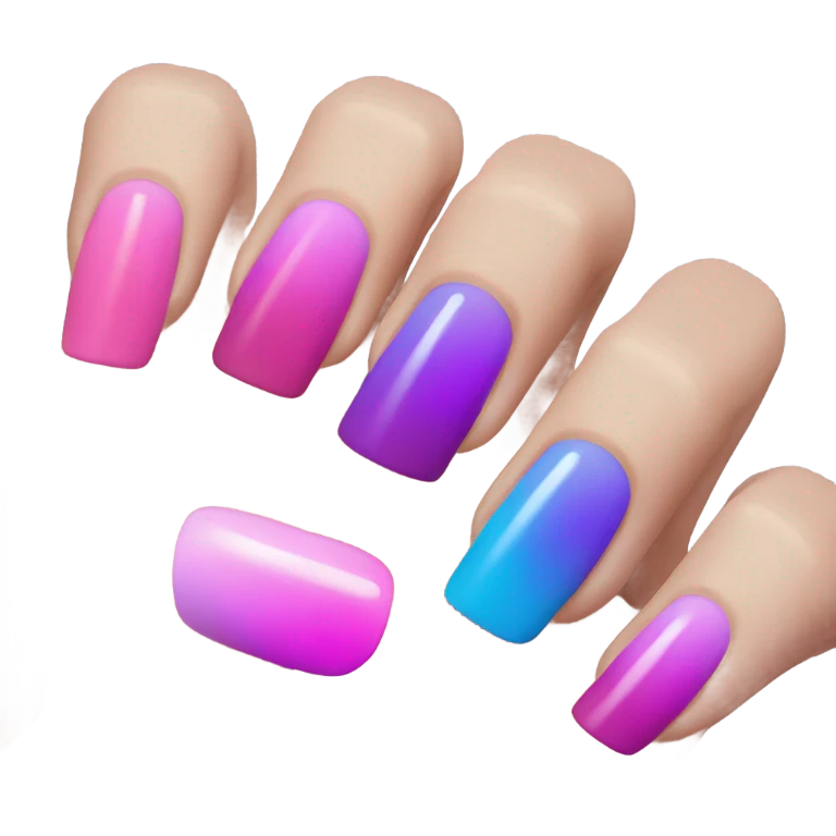 Nails with pink, purple and blue I. That order emoji