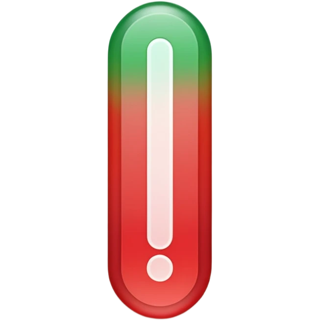A vertical capsule-shaped progress bar with a color gradient from green at the bottom to red at the top. The bar is divided into segments by thin lines, with bold, outlined numbers scaling upward next to it. The very top segment is marked with a white question mark." emoji