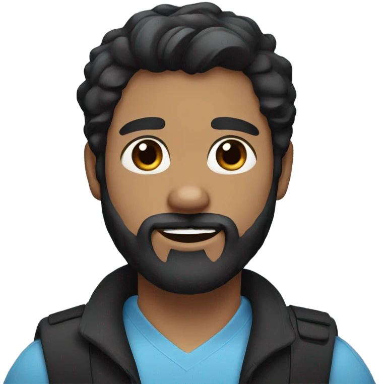 Beard man black hair blue eyes with black Labrador  emoji