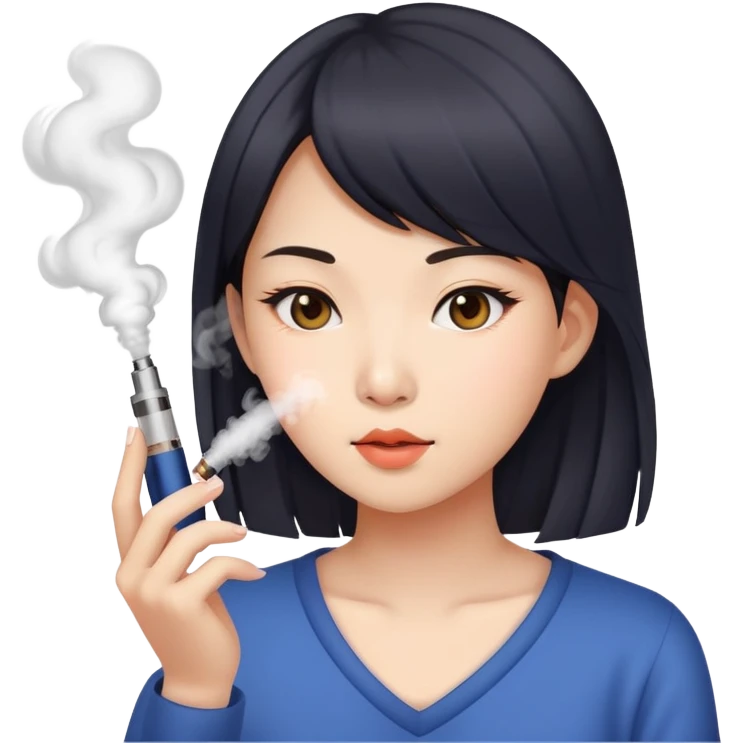 Asian girl vaping    emoji