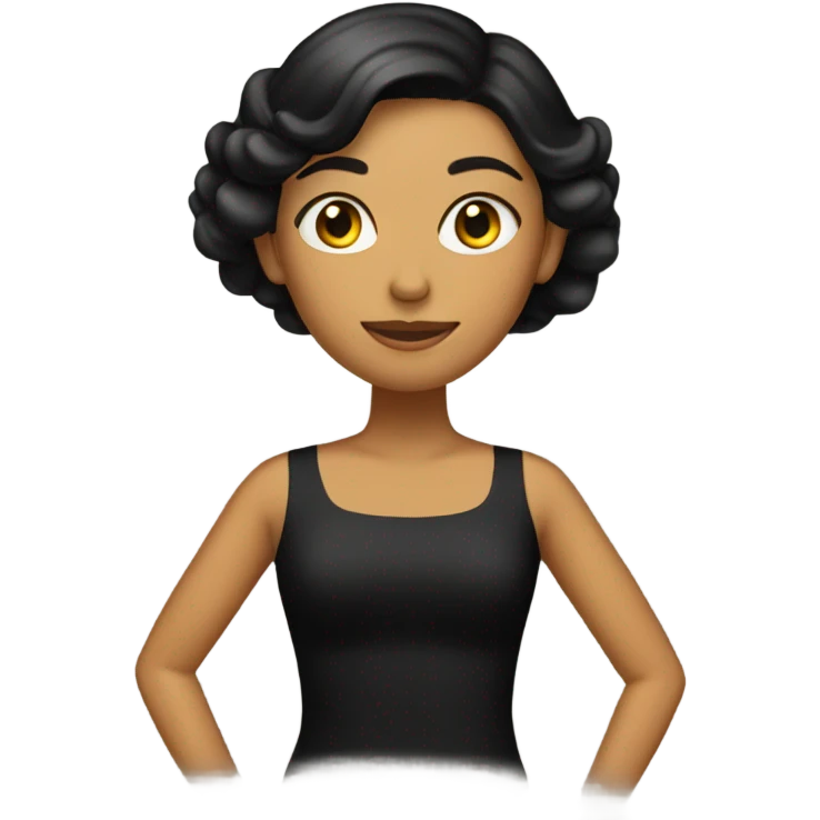 Chica morena vestido negro emoji