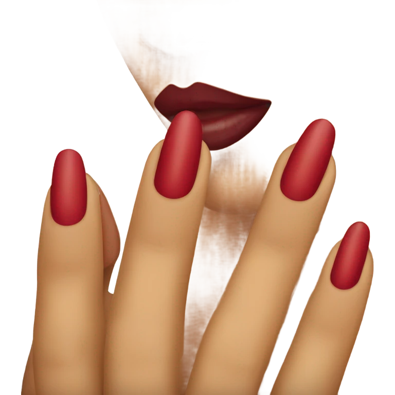 Long red  nails on medium skin ton emoji
