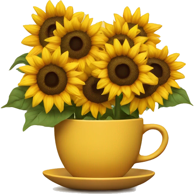 Bunch of sunflowers with coffee emoji