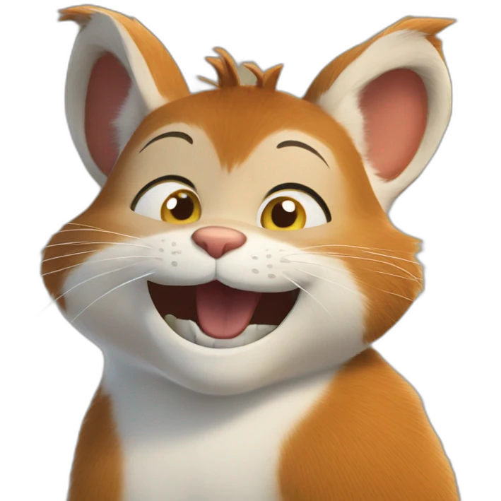 the cat and the squirrel are smiling emoji