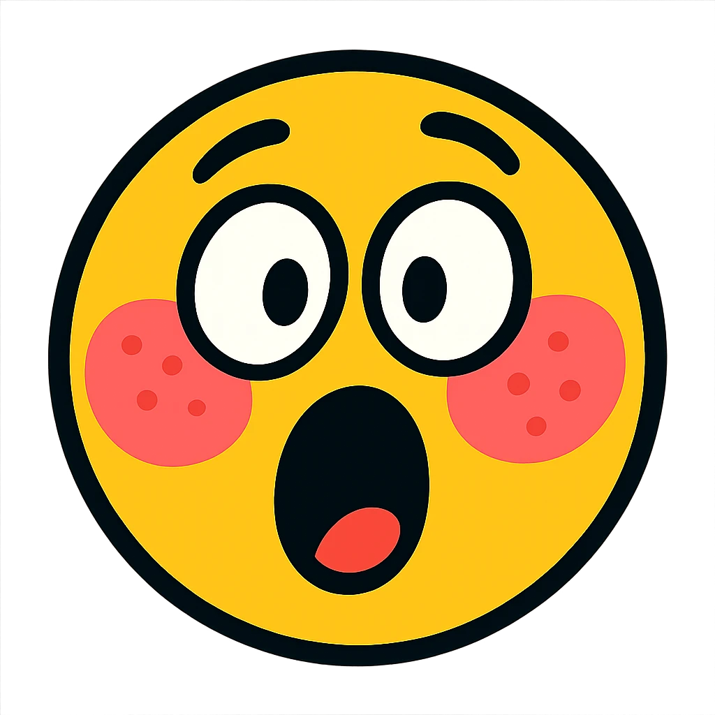 emoji rougissant et surpris, style cartoon emoji