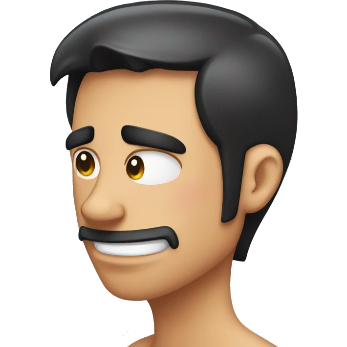 Blushing man with black hair scratching his head emoji