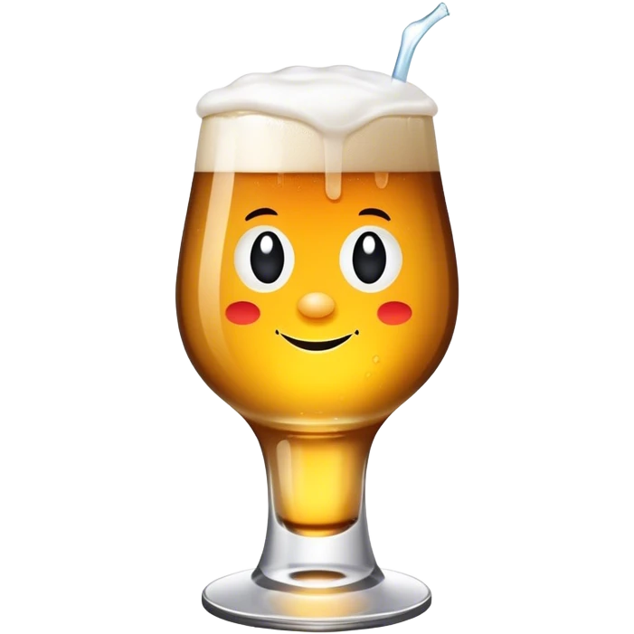 Delirium beer on tap served in signature glass with foam dollop on top emoji