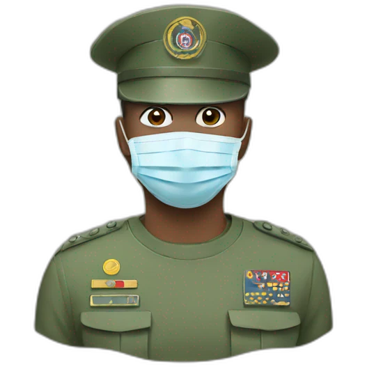 a military face in a Medical masks emoji