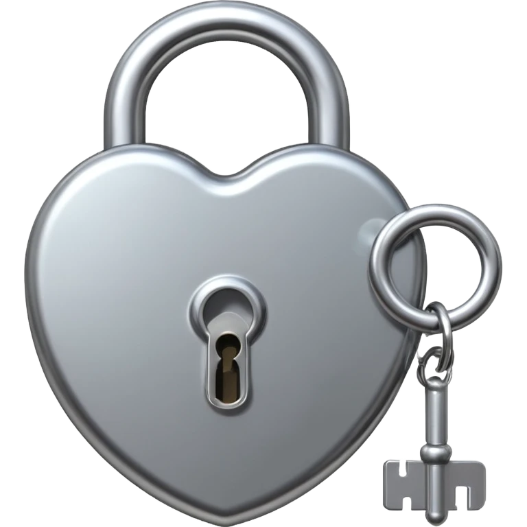 A chrome silver lock and key emoji, smooth metallic surfaces, glossy reflections, luxury swag vibe, minimal iOS emoji style, centered on clean white background emoji