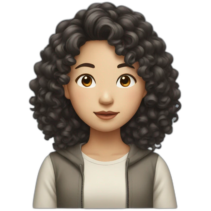 Asian girl curly hair emoji
