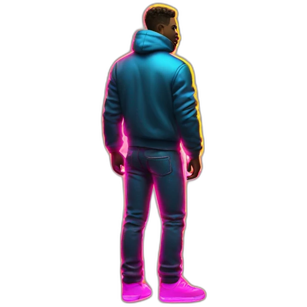 Juicy booty neon sign style man emoji