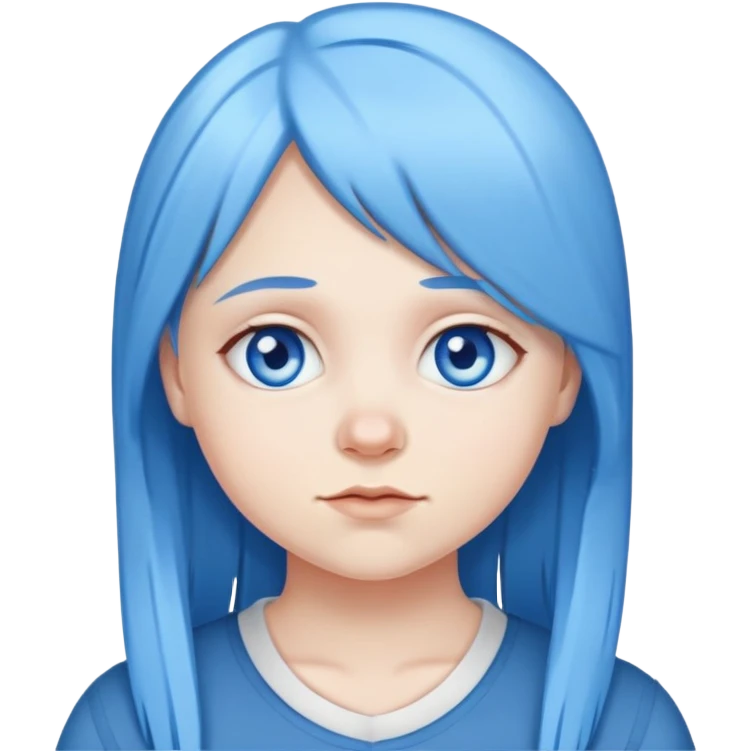 White girl with blue eye and Down syndrome and blue hair  emoji
