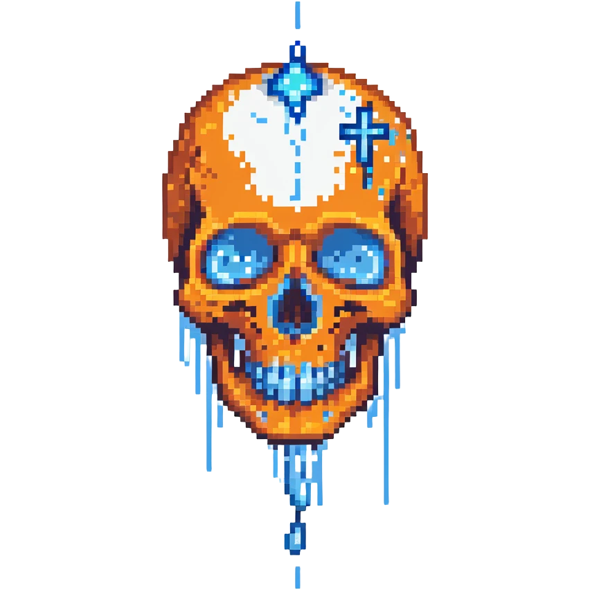 skull with blue tears streaming down emoji