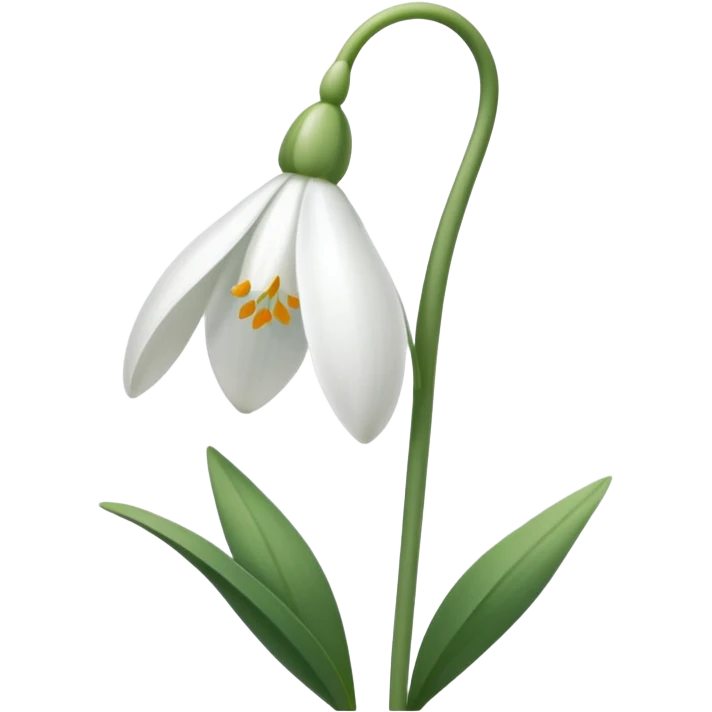 create a white snowdrop flower with a stem emoji
