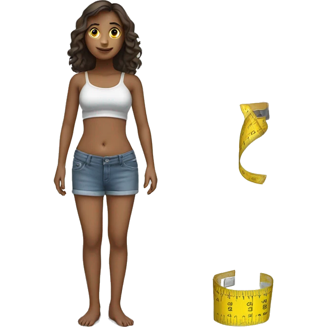 Girl measuring her waist emoji