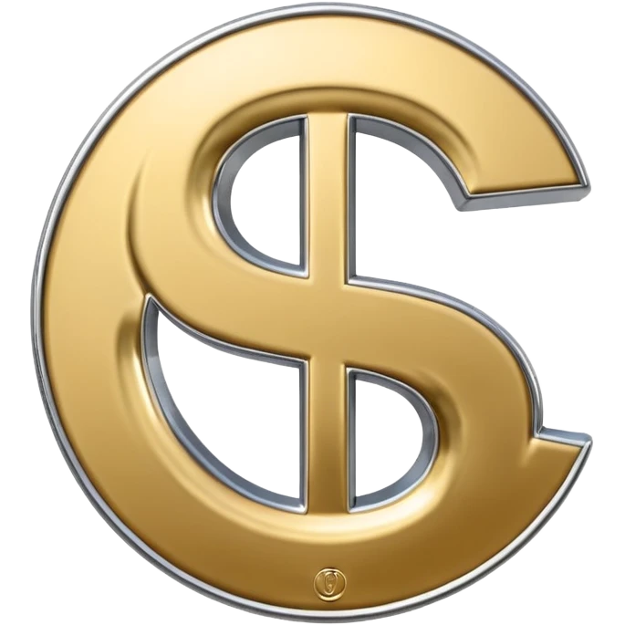 A double dollar sign emoji made of polished silver chrome, smooth metallic surface, glossy reflections, luxury swag vibe, minimal iOS emoji style, centered on white background emoji