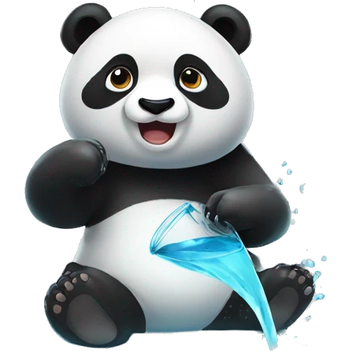 Panda play with water emoji