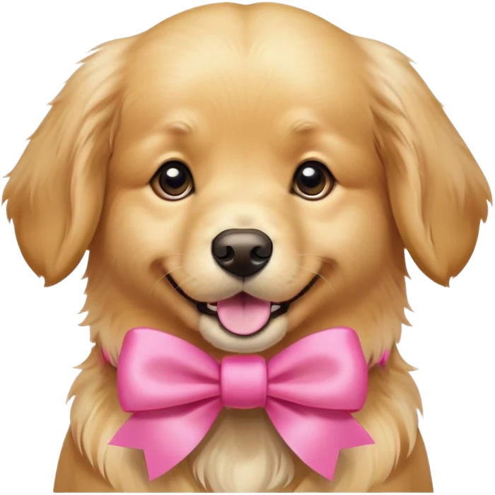 golden retriever wearing a pink bow  emoji