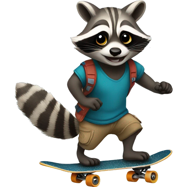 raccoon riding a skateboard emoji